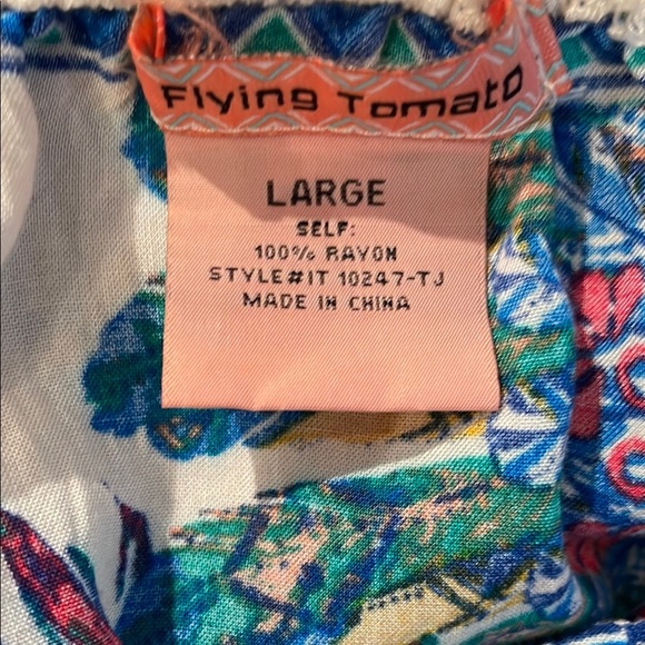 Floral Off-Shoulder Top - Blue and Ivory by FLYING TOMATO - Picture 5 of 5